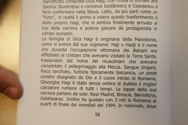 Pasajul în care autorul italian scrie că Hagi are sânge de țigan