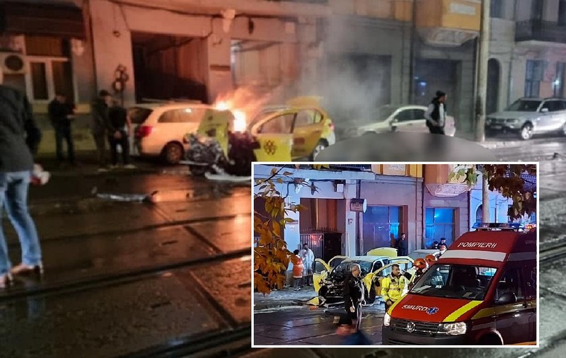 Un taximetrist mort, patru clienți grav răniți, într-un accident cu un autobuz STB, pe bulevardul Regina Maria din București