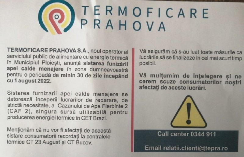 Anunțul lipit pe blocurile din Ploiești | Foto: Observatorul Prahovean