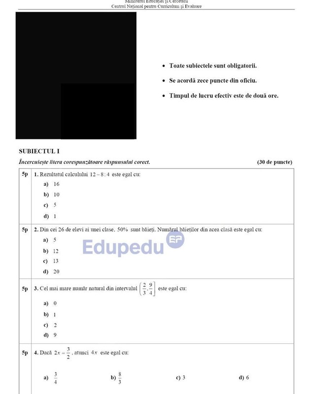 Subiectele la matematică la Evaluarea Națională 2026. Ce a picat la a doua probă a examenelor pentru clasa a 8-a