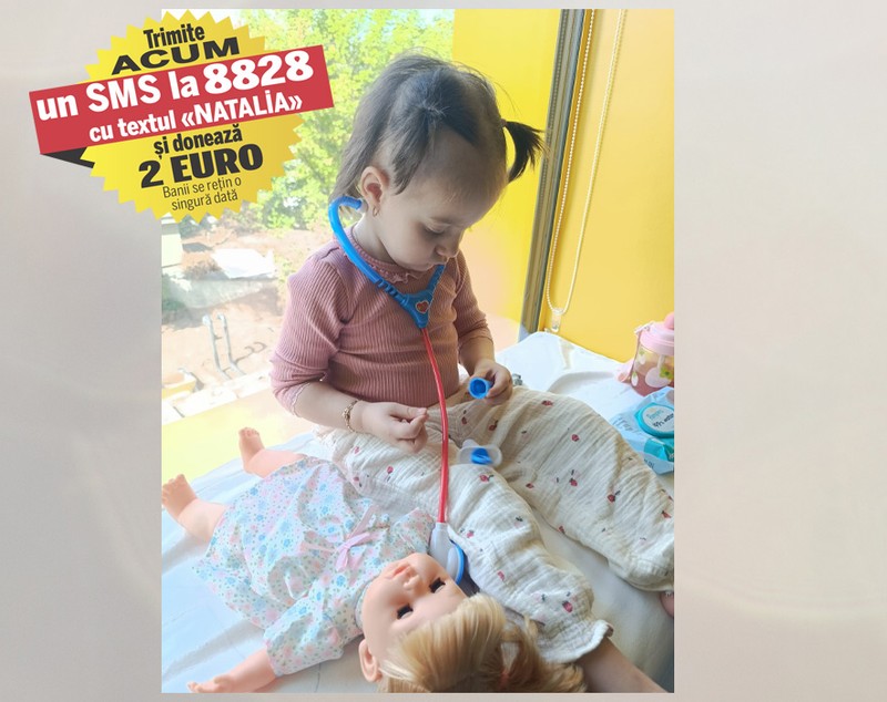 Natalia are nevoie de 8.000 de euro pentru o proteză oculară și tratamente postoperatorii. Fetița are doar 2,7 ani și suferă de retinoblastom bilateral, o formă rară și agresivă de cancer infantil