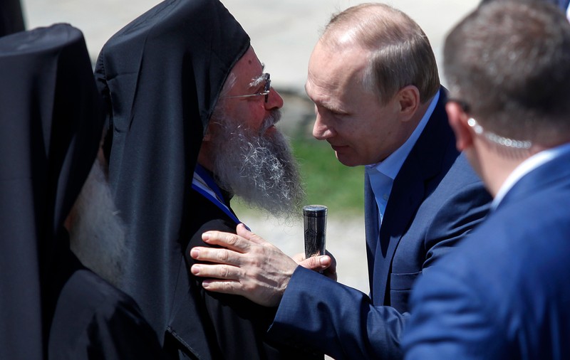 Vladimir Putin, în vizită la muntele Athos