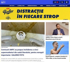 Captură cu site-ul PRO TV în momentul în care anunța eronat decesul cântărețului Florin Salam