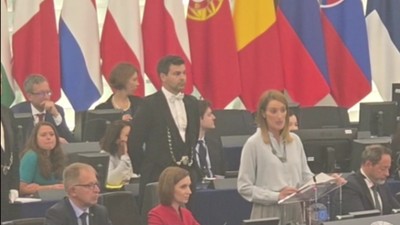 Maia Sandu, discurs în Parlamentul European. Foto Captură video