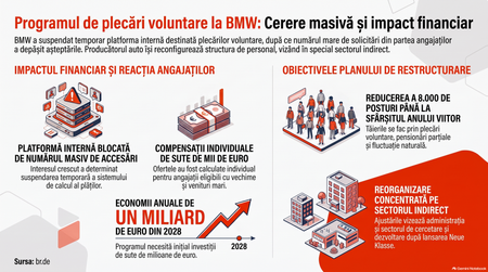 BMW a suspendat temporar programul de încetare voluntară a contractelor de muncă / Imagine generată cu AI