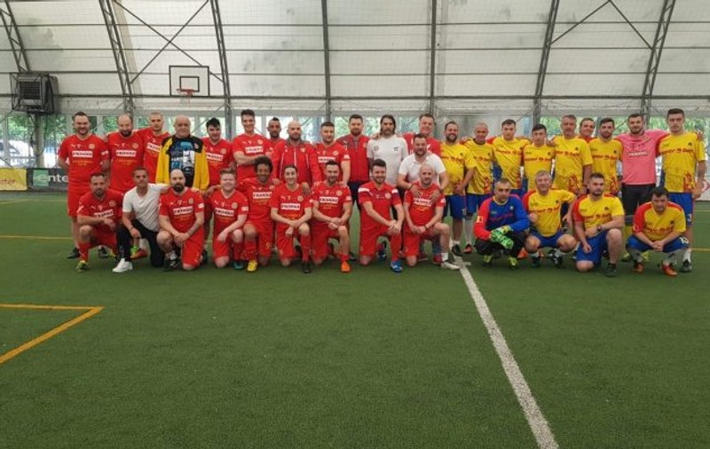 Partidă demonstrativă de fotbal între naționala artiștilor și naționala jurnaliștilor, la Turneul Interparlamentar