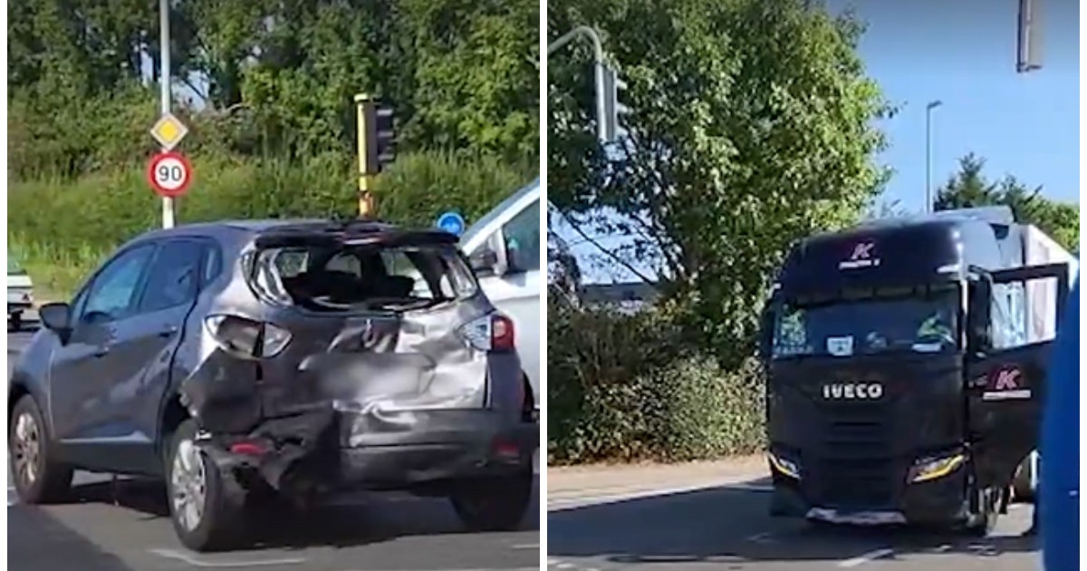 Mașina lovită de șoferița româncă de TIR în Geel