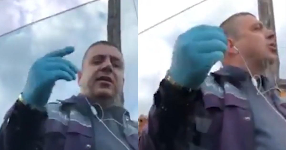 Poliţistul nu purta mască de protecţie
