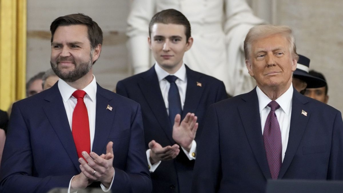 January 20, 2025, Washington, Dc, United States of America: U.S. President Donald Trump, right, stands with Vice President JD Vance, left, and son Barron Trump, center, during the 60th Presidential Inauguration ceremony at the U.S Capitol Rotunda on Capitol Hill, January 20, 2025 in Washington, D.C. (Credit Image: © White House Handout/White House/Planet Pix via ZUMA Press Wire)