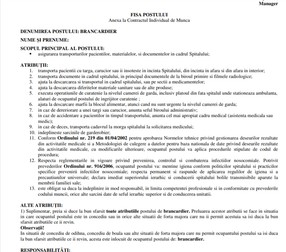 Fișa postului unui brancardier
