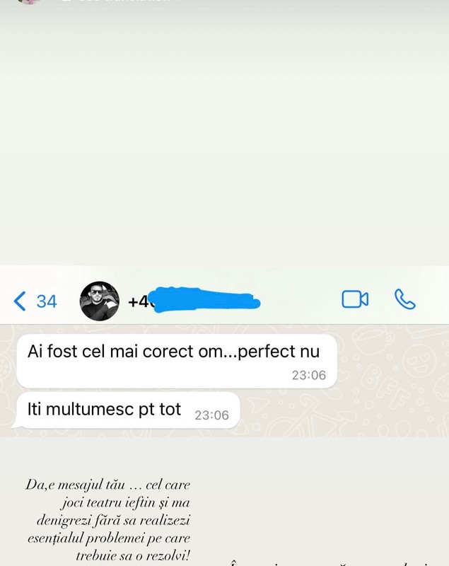 Claudia Pătrășcanu a publicat mesajele primite de la Gabi Bădălău: „Iartă-mă! Am greșit. Hai să fim bine de acum încolo”
