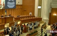 Protest USR în Parlamentul României