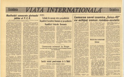 „Pentru prima oară un compatriot al nostru - tînărul comunist Dumitru Prunariu - duce în Cosmos mesajul de pace şi prietenie al poporului român, inaugurînd astfel un nou şi important capitol în cronica aripilor româneşti”, se mai scria în articolul din Scînteia, din 15 mai 1981