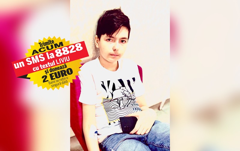 Liviu are nevoie de 3.500 de euro pentru a ajunge în Austria, la investigații și tratamente postoperatorii. Băiatul luptă cu cancerul, hidronefroza, maladia morbus osler, dar și cu o afecțiune care îi deformează oasele toracice