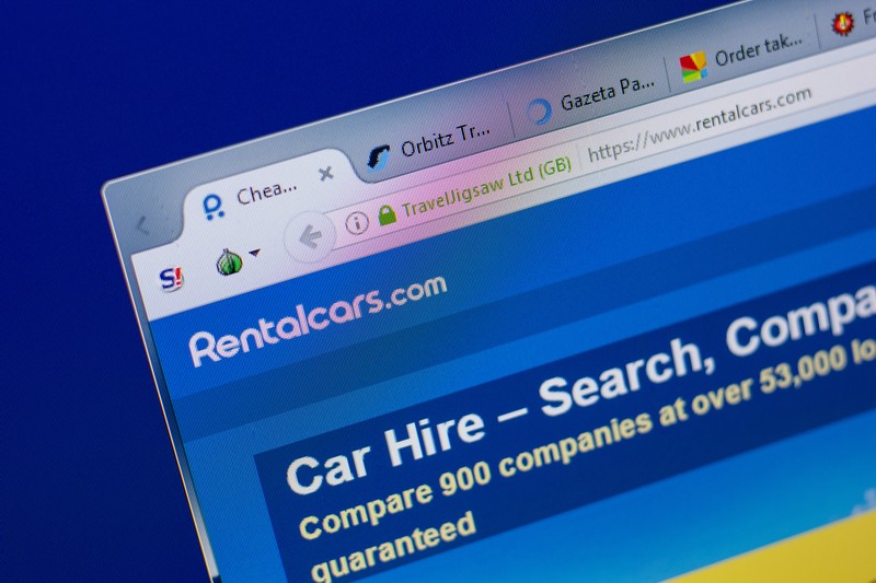 Ryazan, Russia - June 17, 2018: Homepage of Rentalcars website on the display of PC, url - Rentalcars.com