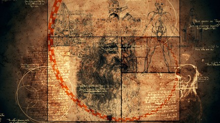 Ilistrație cu codul lui Da Vinci și Omul Vitruvian