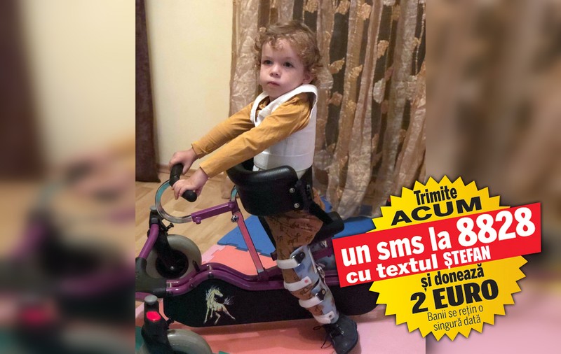 Ștefan poate spera la o viață normală dacă primește un tratament din SUA care costă 2.100.000 de dolari. Băiatul de nici 3 ani suferă de amiotrofia spinală