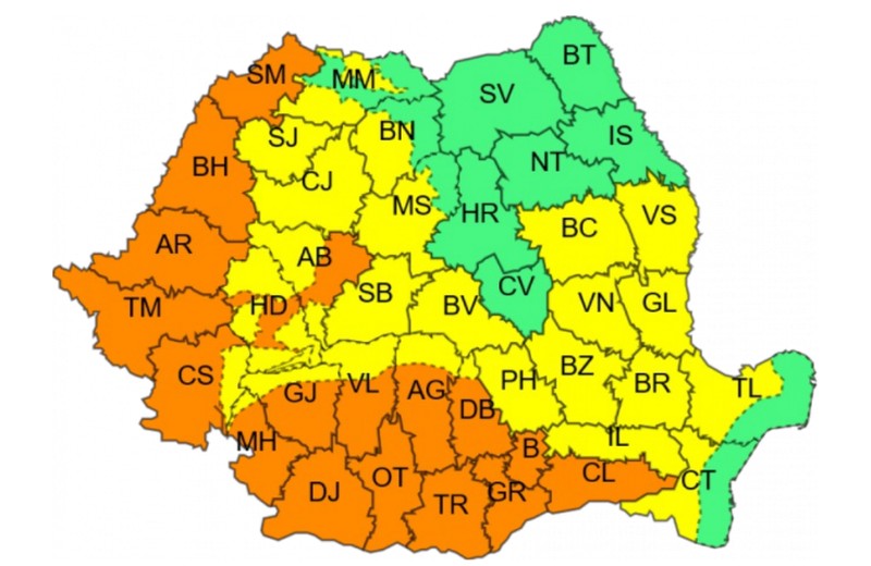 Cod galben și portocaliu pentru aproape toată țara: foto: ANM