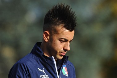 epa04485468 Italian national soccer player Stephan El Shaarawy during the team's training session at Coverciano Sports Center in Florence, Italy, 11 November 2014. Italy plays Croatia in the UEFA EURO 2016 qualification match on 16 November 2014. EPA/MAURIZIO DEGL'INNOCENTI