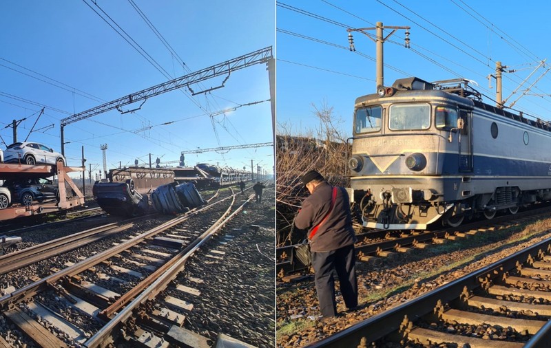 IMAGINI după impact. Cum arată locomotiva care a provocat deraierea unui marfar în Teleorman