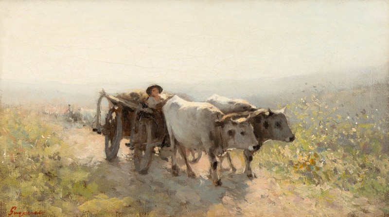 Unul dintre „Carele cu boi” pictate de Nicolae Grigorescu, scos la licitația Artmark din 17 februarie
