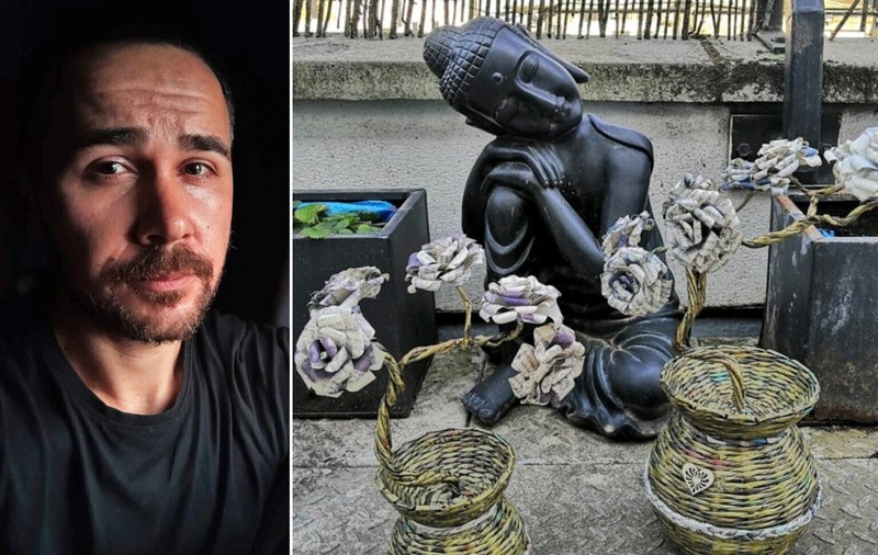 FOTO. Gyuri prelungește viața hârtiei prin ornamente. A înviat trandafirii ofiliți: „Vreau să răspândesc reciclarea creativă”