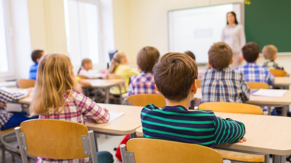 Mai mulți elevi în sala de clasă, în timpul unei ore