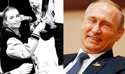 Young woman identified as Vladimir Putin's third daughter, known as both Elizaveta Krivonogikh and Luiza Rozova in a collage with president Vladimir Putin,Image: 636438957, License: Rights-managed, Restrictions: *** HANDOUT image or SOCIAL MEDIA IMAGE or FILMSTILL for EDITORIAL USE ONLY! * Please note: Fees charged by Profimedia are for the Profimedia's services only, and do not, nor are they intended to, convey to the user any ownership of Copyright or License in the material. Profimedia does not claim any ownership including but not limited to Copyright or License in the attached material. By publishing this material you (the user) expressly agree to indemnify and to hold Profimedia and its directors, shareholders and employees harmless from any loss, claims, damages, demands, expenses (including legal fees), or any causes of action or allegation against Profimedia arising out of or connected in any way with publication of the material. Profimedia does not claim any copyright or license in the attached materials. Any downloading fees charged by Profimedia are for Profimedia's services only. * Handling Fee Only ***, Model Release: no