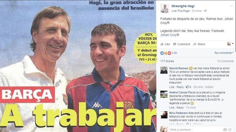 Gică Hagi l-a idolatrizat pe marele Johan Cruyff