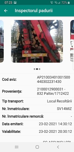 Avizul ar fi apărut după ce camionul a descărcat buștenii la gater