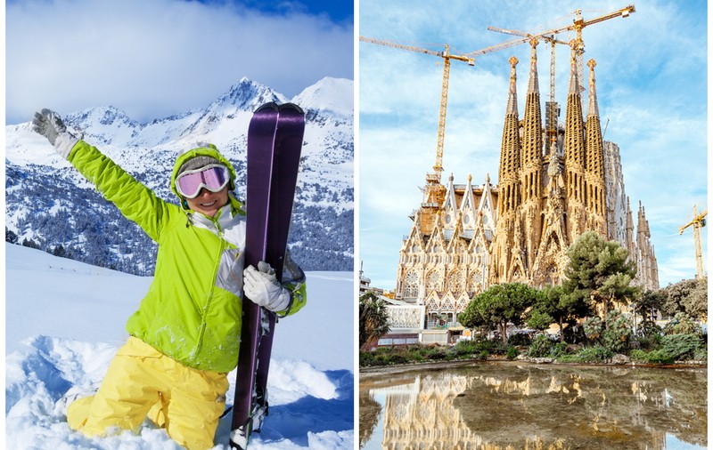 Minivacanța 2 în 1 care combină sportul de iarnă cu un citybreak: Schi în Andorra și excursie în Barcelona