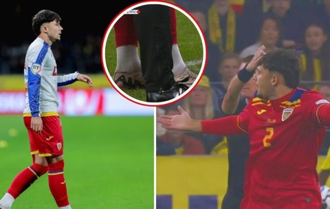 Ce gafă! Rațiu a fost scos de pe teren de arbitru din cauza jambierelor tăiate: România a rămas în 10 cu Suedia