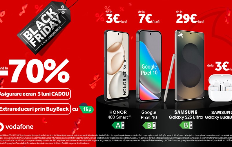Black Friday de la Vodafone aduce potriveala perfectă cu reduceri de până la 70%