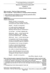 Subiecte bacalaureat 2017 - Limba Română - Profil Real