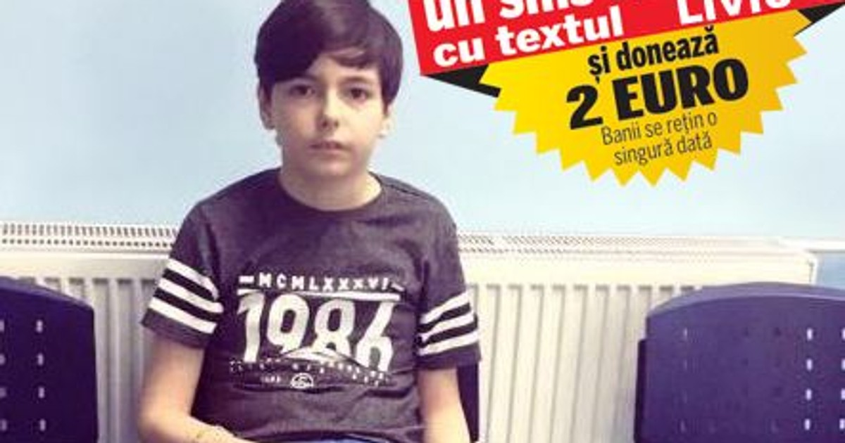 Liviu, olimpic la engleză, suferă de cancer, de hidronefroză și de maladia morbus osler. Pentru a-i fi salvată viața, băiețelul de 11 ani are nevoie de 70.000 de euro
