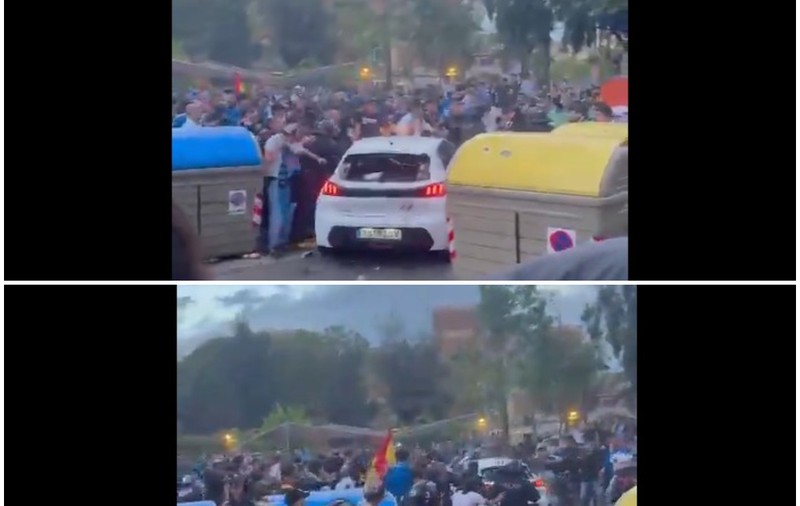 Momentul în care o maşină a intrat în fanii echipei Espanol înaintea derby-ului cu Barca. 13 persoane au fost rănite I VIDEO 