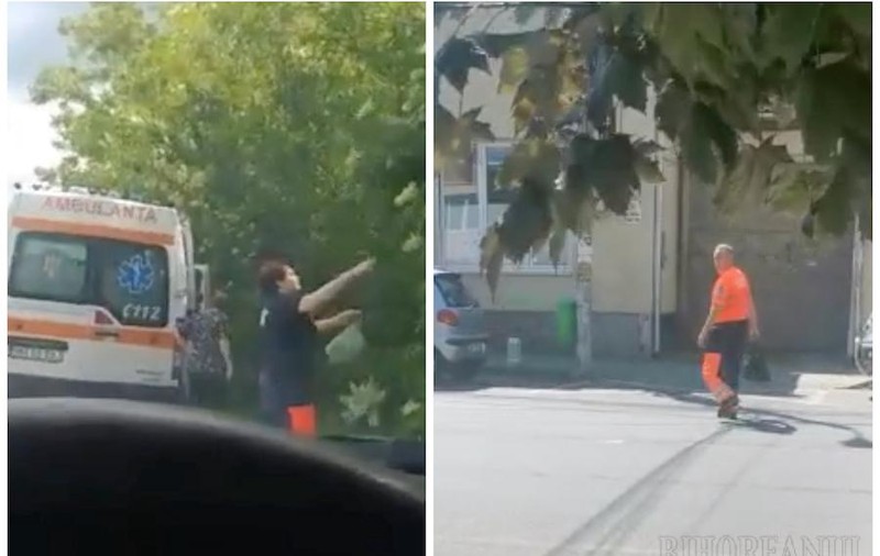 Doi angajați ai Ambulanței Bihor au oprit să culeagă soc în timp ce transportau un pacient