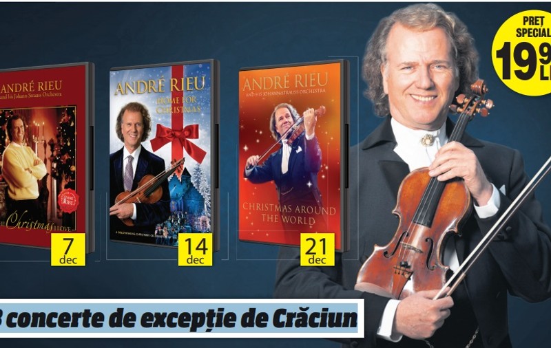 Ziarul ”Libertatea” prezintă seria de DVD-uri de colecție Andre Rieu - 3 concerte de excepție de Crăciun - 