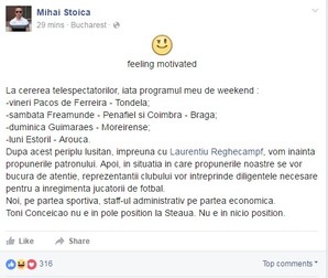 Mesajul lui Mihai Stoica