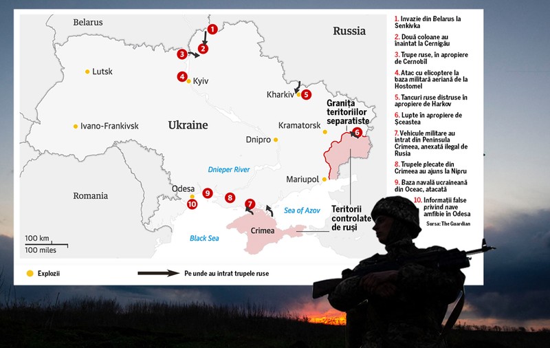 Harta atacurilor rusești asupra Ucrainei. De unde au venit bombardamentele lansate de armata lui Vladimir Putin