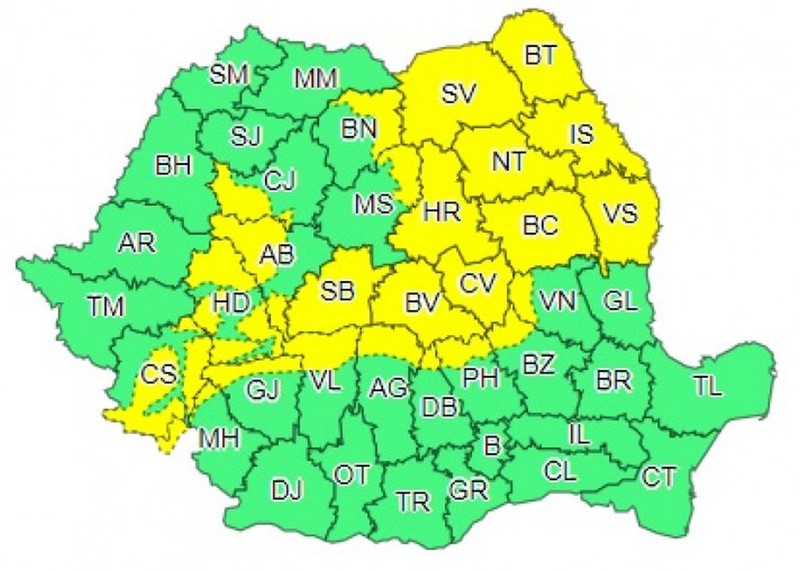 Zonele afectate de ninsoare: sudul și estul Transilvaniei, nordul și centrul Moldovei și zona de munte | Foto: ANM