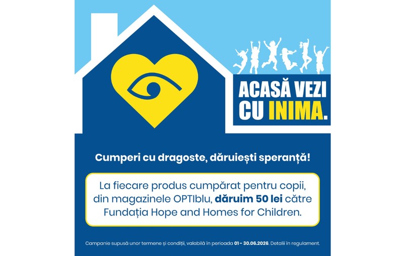 OPTIblu donează 50 de lei către Hope and Homes for Children pentru fiecare pereche de ochelari pentru copii vândută în luna iunie