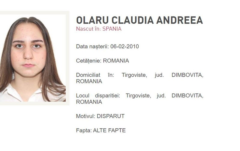 O adolescentă din Târgoviște a plecat de acasă și nu s-a mai întors. Poliția cere sprijinul populației pentru găsirea ei