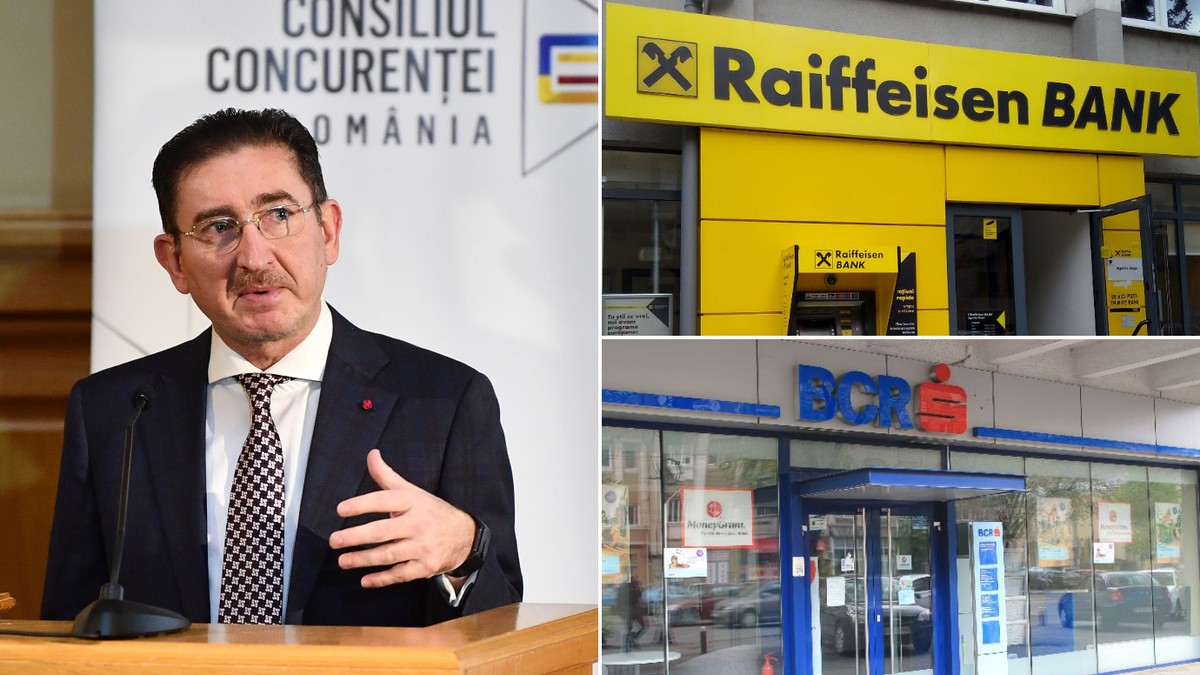 Colaj cu Bogdan Chiriţoiu, preşedintele Consiliului Concurenţei și sucursală Raiffeisen, sucursală BCR.