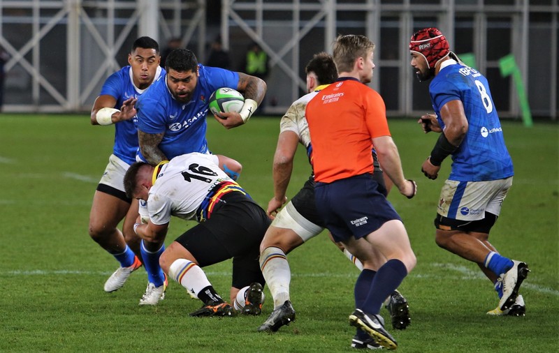 Reprezentativa de rugby a României, învinsă la zero în meciul-test cu Samoa. În partea secundă nu s-a marcat niciun punct!