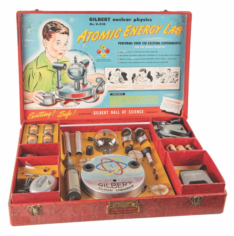 The Gilbert U-238 Atomic Energy Laboratory. Stuck for a Christmas present for the kiddies? The world's most dangerous toy is up for sale. The Gilbert U-238 Atomic Energy Laboratory was released in the early 1950s, and comes complete with real uranium ore samples. Marketed as an educational tool to inspire budding scientists, the Atomic Energy Lab was the brainchild of Alfred Carlton Gilbert, the creator of the iconic Erector Set. Despite its scientific appeal, the Atomic Energy Lab didn’t last long. Production ceased in 1951 due to “government restrictions” and difficulties sourcing materials, as detailed in a 1953 letter from the A.C. Gilbert Co.,Image: 945289154, License: Rights-managed, Restrictions: Editorial use, commercial use may require additional licenses. We don't use AI to make images which could be mistaken for news photos. AI use will be clearly indicated. Supplied on condition you ensure personal data is processed in compliance with UK GDPR, Model Release: no