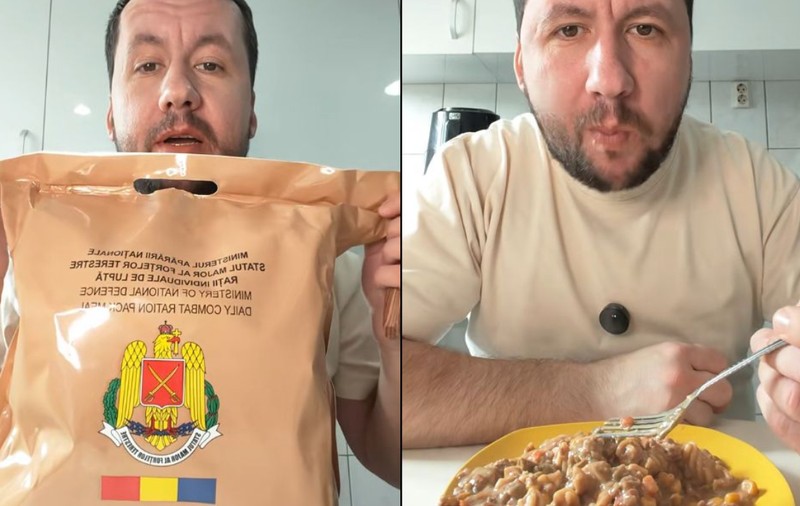 Ce primește un militar român în rația pentru o zi: un tiktoker a desfăcut și a filmat tot ce se află în pachet pentru micul-dejun