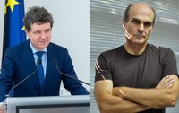 Un colaj cu două fotografii, una cu Nicușor Dan și una cu Cristian Tudor Popescu