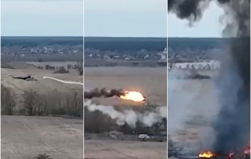 VIDEO | Momentul în care un elicopter rusesc este lovit în plin de o rachetă în Ucraina: „Bine ați venit în iad”