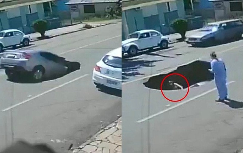 O femeie și fetița ei au căzut cu mașina într-o groapă de pe șosea. S-a surpat asfaltul după trecerea unui camion